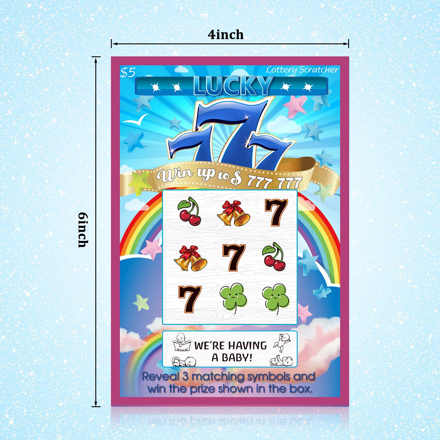 Frienda 20 Pcs Pregnancy Announcement Scratch off Cards 4 x 6 Inch Baby Announcement Lottery Tickets Pregnancy Reveal Fake Lottery Tickets Creative Ideas for Surprising Future Dad, Family and Friends