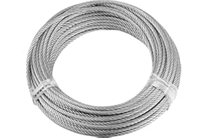 HAKZEON Wire Rope, 164Ft 1/4 Inch Stainless Steel Aircraft Cable, 7 x 19 Stranded Steel Wire Ropes 6400 LB for Lifting Railin