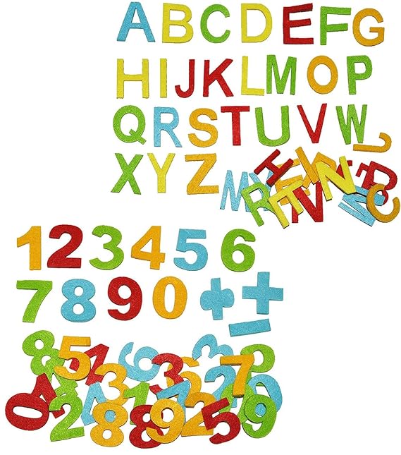 alles-meine.de GmbH 72 TLG. Set _ Streumotive & Deko - aus Filz - Buchstaben ABC + Zahlen - 35 mm hoch - Alphabet / Konfetti 