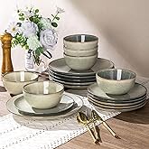 AmorArc Ceramic Dinnerware Sets for 4, 12 Pieces Handpainted Stoneware Plates and Bowls Set, Scratch Resistant Dishes Set, Dishwasher & Microwave Safe, Reactive Color