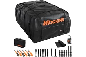 Mockins 35 Cu Ft Black Rooftop Cargo Carrier Bag | 60"x42"x24" Roof Bag Cargo Carrier for Top of Vehicle | Vehicle Soft-Shell