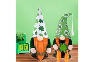 TSGEEG St. Patrick's Day Gnomes Decorations- 2 PCS Irish Leprechaun Plush Dolls Handmade Swedish Tomte for Home Table Ornament