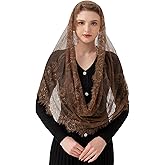 PAMOR Spanish Style Lace Traditional Vintage Inspired Infinity Shape Mantilla Veil Latin Mass Head Covering