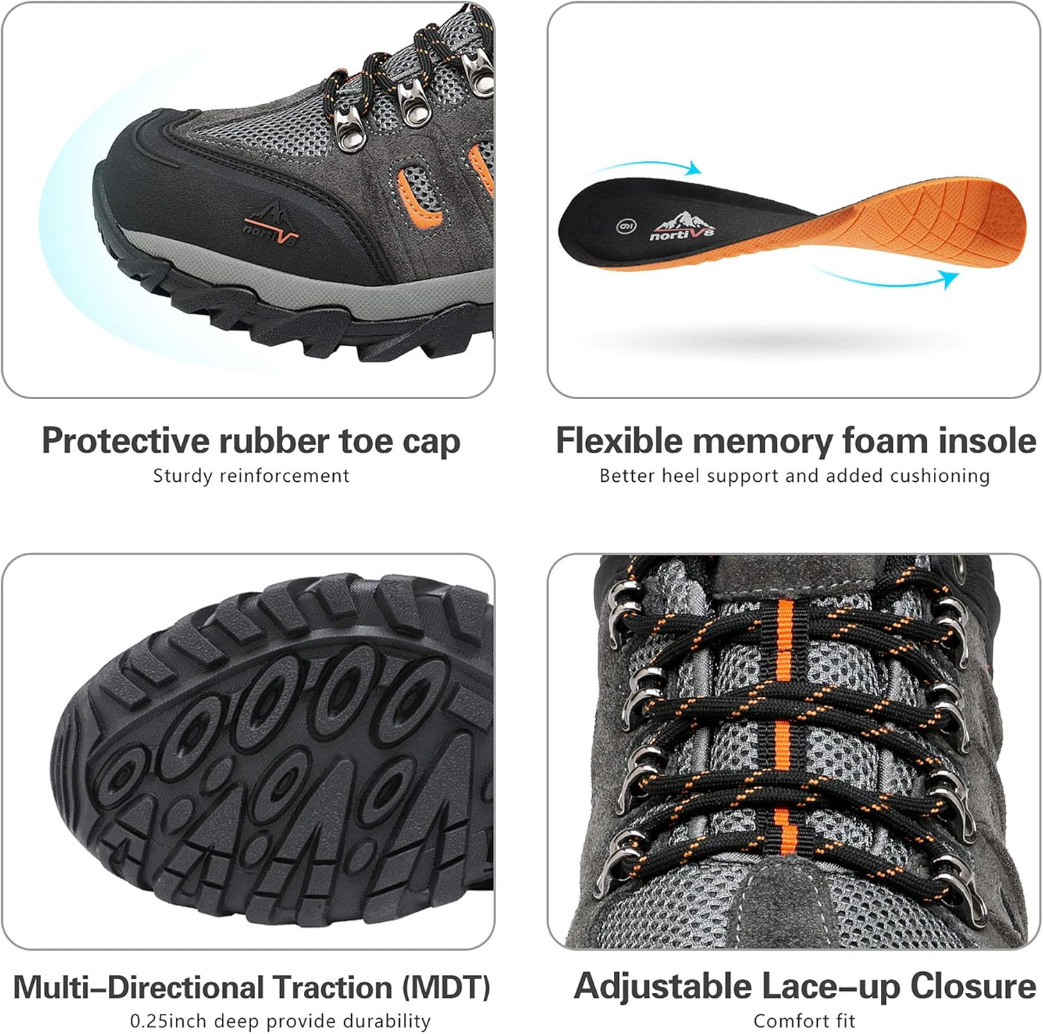  | NORTIV 8 Men's Waterproof Hiking Shoes Lightweight Leather Low-Top Hiking Shoes for Outdoor Trailing Trekking Camping Walking | Hiking Shoes