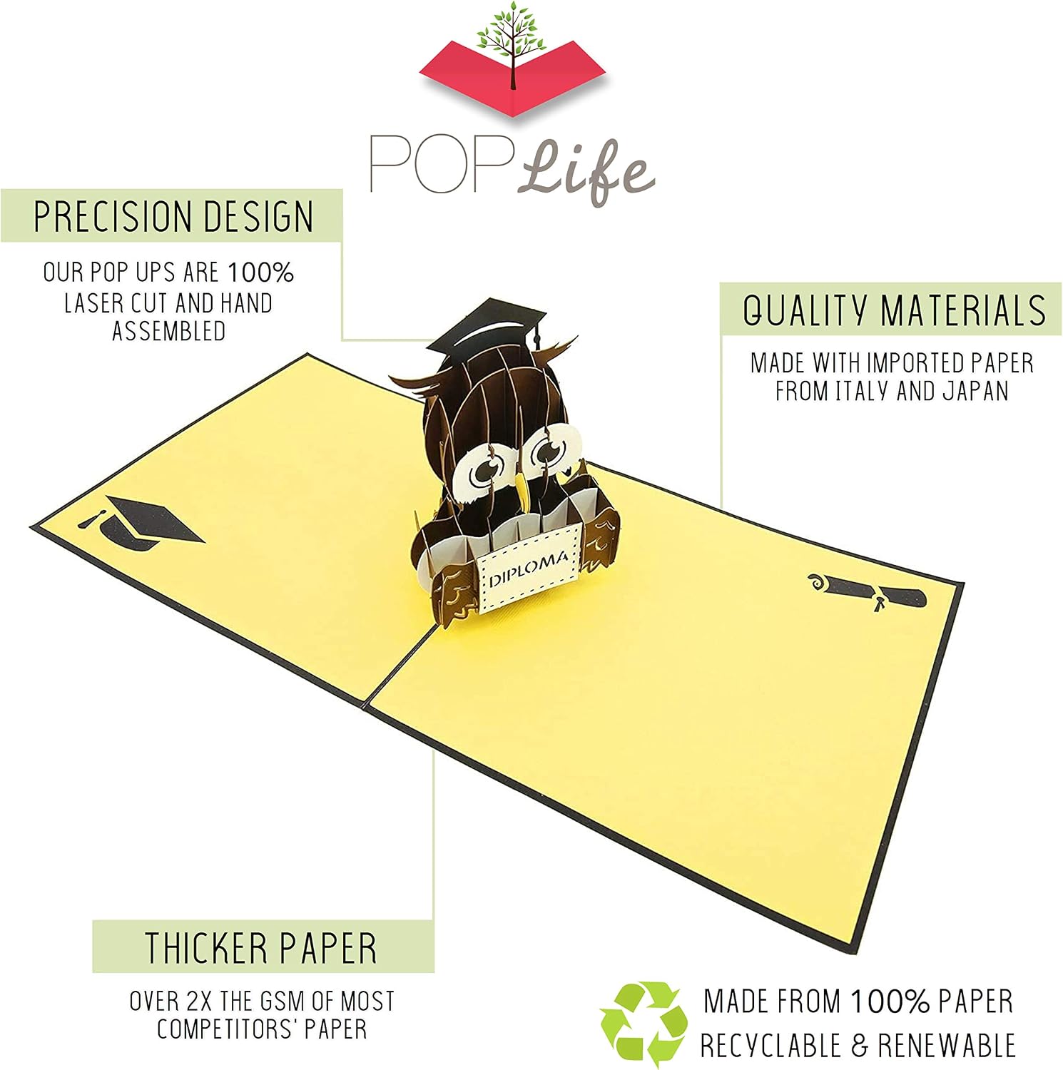 PopLife Graduation Diploma Owl 3D Pop Up Card, 3D Card – Gift for ...