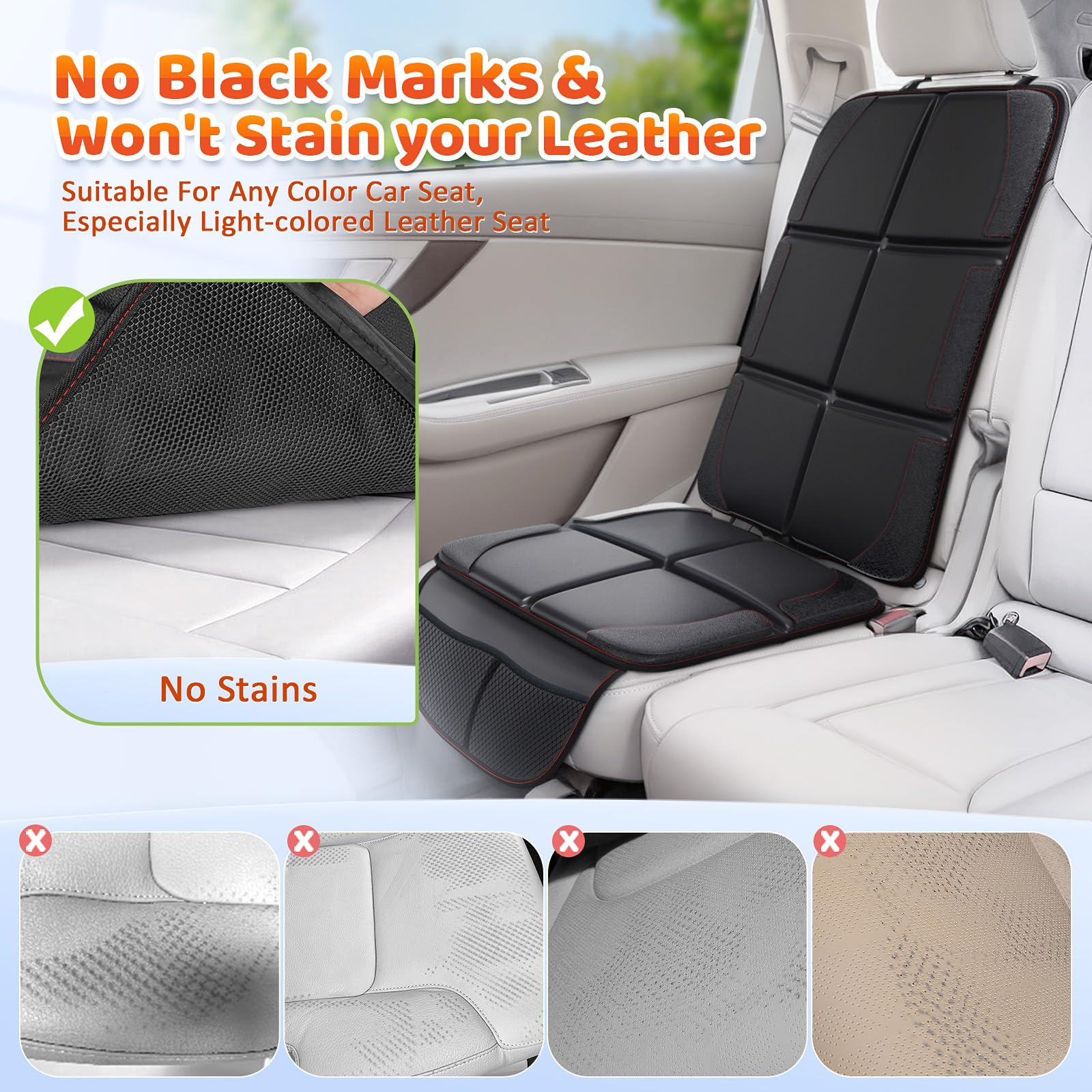 Gimars Car Seat Protector, 2 Pack, Waterproof 600D Fabric Carseat Protector Car Seat Cover for Child Car Seat with Nonslip Backing Mesh Pockets for Baby and Pet SUV Sedan Truck Leather Seats