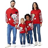 Disney Mickey and Friends Family Matching Christmas Hooded Sweatshirt Casual Mickey Snow Pattern Long Sleeve Pullover Hoodies