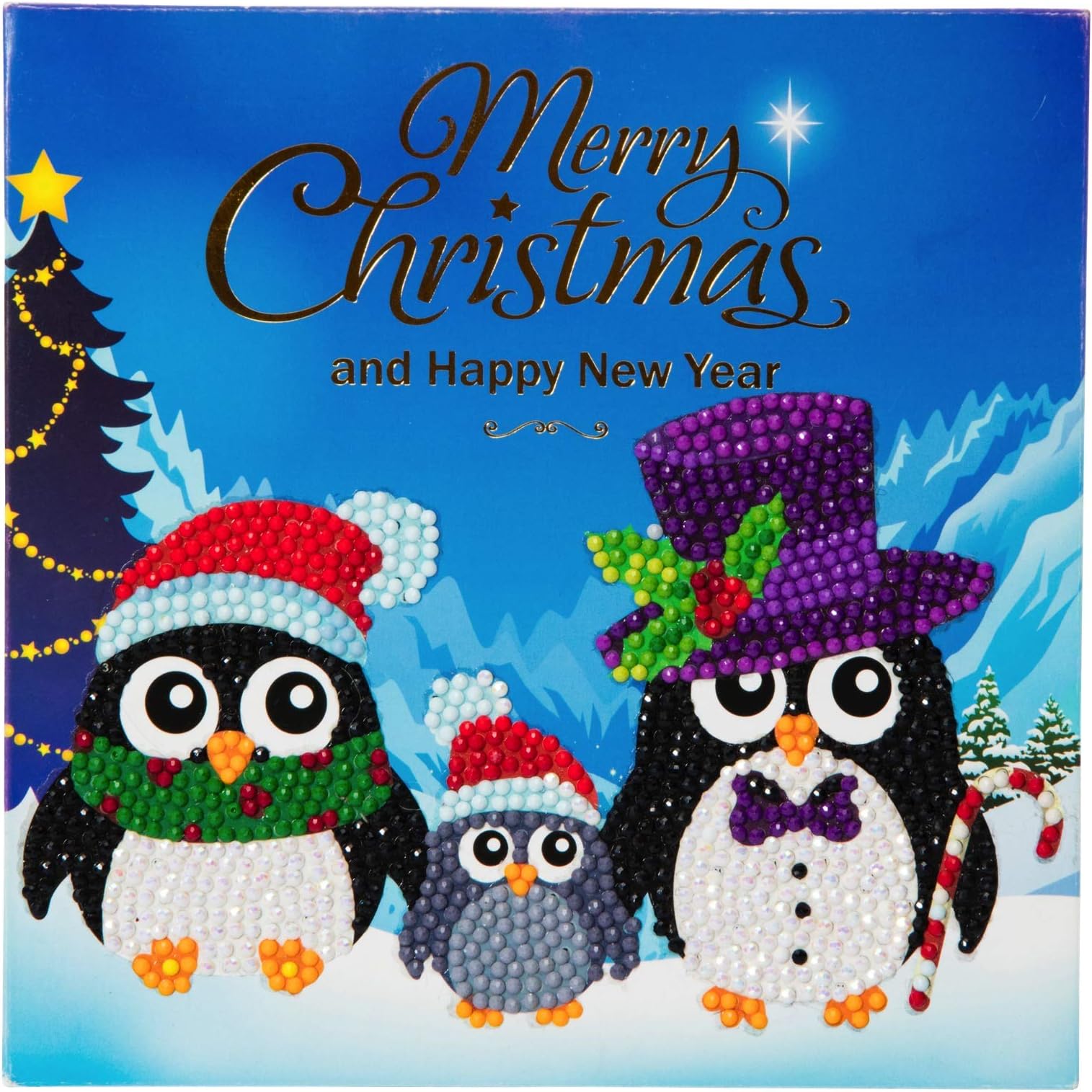 Crystal Art Penguin Family Crystal Art Card Kit 18 x 18 cm
