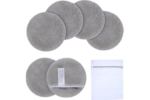 KinHwa Reusable Makeup Remover Pads Microfiber Face Cloths Washable Round Face Pads for Cleansing 6 Pack Soft Make up Removal Pads Light-gray
