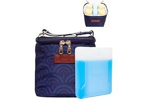 Sarah Wells Cold Gold Breastmilk Cooler Bag with Safety Tested Ice Pack – Insulated Milk Storage for Work, Travel & Daycare – Fits Bottles & Pump Parts – Durable, Washable (Deco)