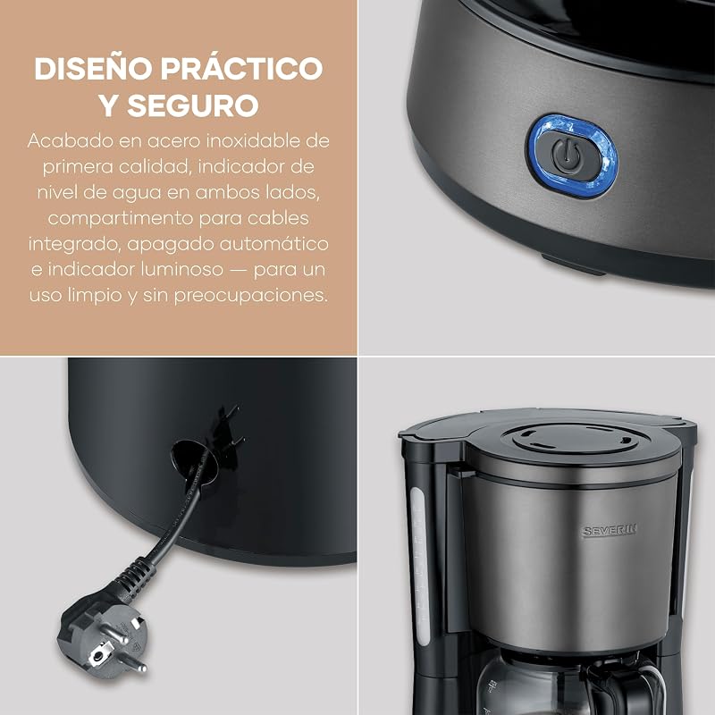 Máquina de Café com filtro "TYPE" com garrafa de vidro, Dark Inox-Black