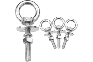 ZYUAROM Pack of 4 M8 Stainless Steel Eye Bolts with Nuts, 5/16" x 2" Long Lifting Ring Eye Bolt, Heavy Duty Eye Bolts for Han
