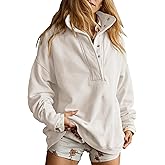 Gacaky Sweatshirt for Women Oversized Casual Long Sleeve Button Henley Neck Pullover Tops Fashion Outfits Clothes
