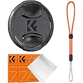 K&F Concept 67mm Lens Cap Cover, 4-in-1 Center Pinch Lens Cover + Anti-Loss Keeper Leash + Microfiber Cleaning Cloth Kits Compatible with Nikon, Canon, Sony, Fujifilm Camera Lenses