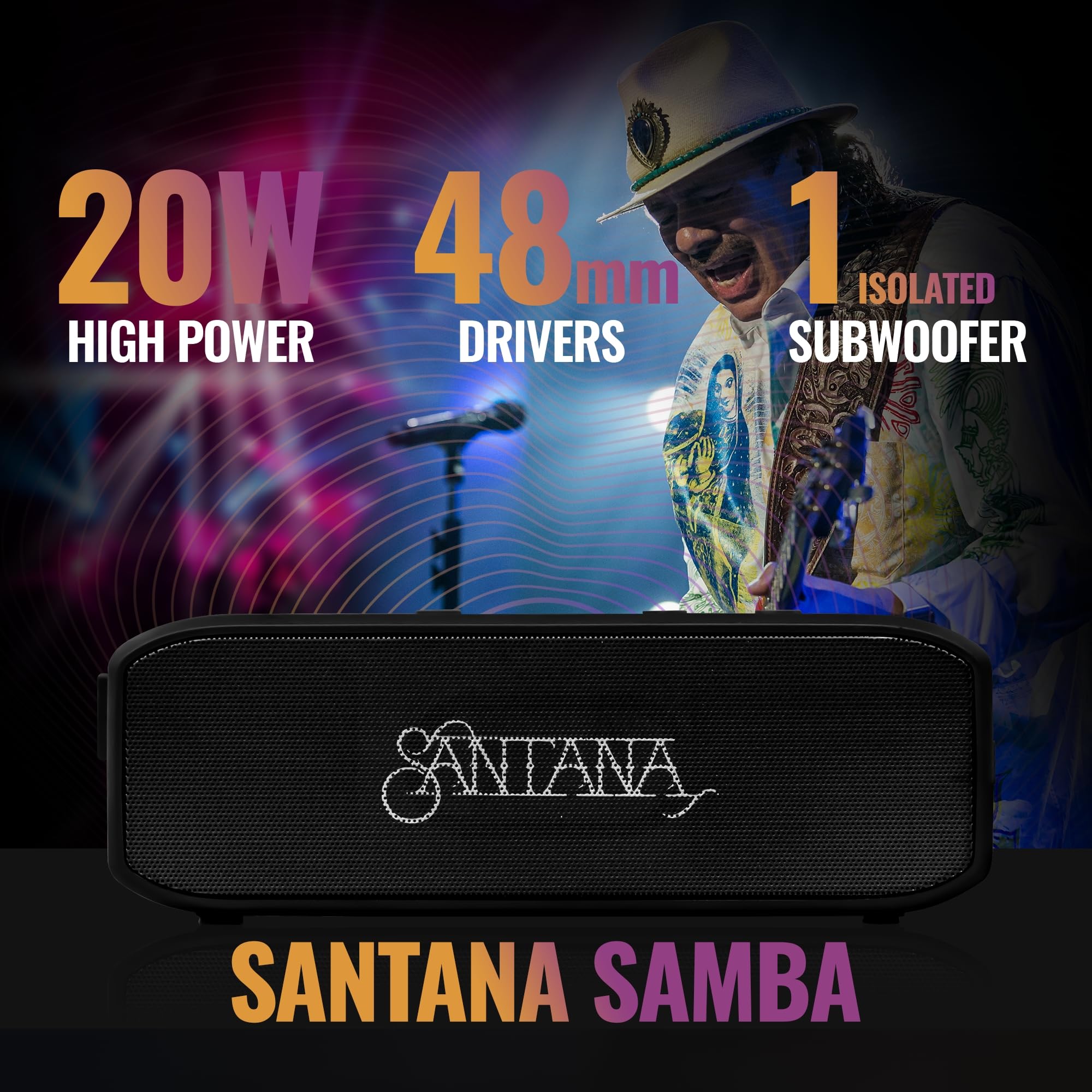 Santana Samba by Carlos Santana High Power 20W Portable Bluetooth