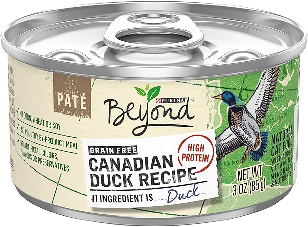 Amazon Com Purina Beyond Grain Free Natural High Protein Pate Wet Cat Food Canadian Duck Recipe 12 3 Oz Cans Pet Supplies