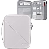 MoKo 13 inch Tablet Sleeve Bag for 13 inch iPad Pro M5/Air M3 2025, iPad Pro 13 M4/Air M2, Pro 12.9, Galaxy Tab S8+/S9+ 12.4, Hard Shell EVA iPad Bag with Storage and Padded Handle, Gray White