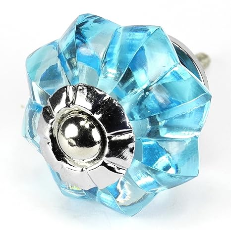 Sky Blue Glass Cabinet Knobs Kitchen Drawer Pulls Handles Set