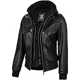 fjackets Leather Jacket Women - Real Lambksin Leather Jackets For Womens With Removable Hood