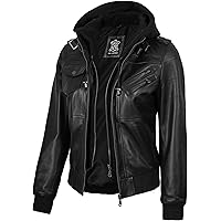 Blingsoul Genuine Leather black zip up hoodie Jacket Men