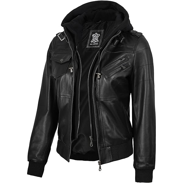 Blingsoul Genuine Leather black zip up hoodie Jacket Men