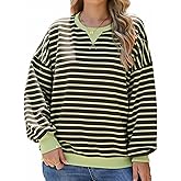 Fyralis Women's Striped Oversized Sweatshirt, Long Sleeve Crewneck Pullover Top, Casual Fall Clothes