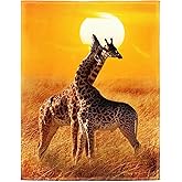 Rstick Giraffes Blanket African Animals Fleece Blanket Soft Fuzzy Plush Throw Blankets for Couch Bed 60"x80"