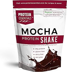 Protein Essentials Collagen Peptides Powder (Mocha), Grass-Fed, Paleo & Keto Friendly, NonGMO & Gluten Free (21 oz)