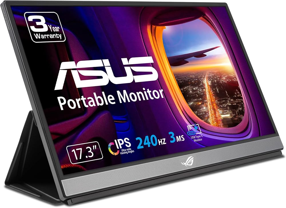 ASUS ROG Strix XG17AHPE 17.3" FHD 240Hz Portable Gaming Monitor USB-C Micro-HDMI