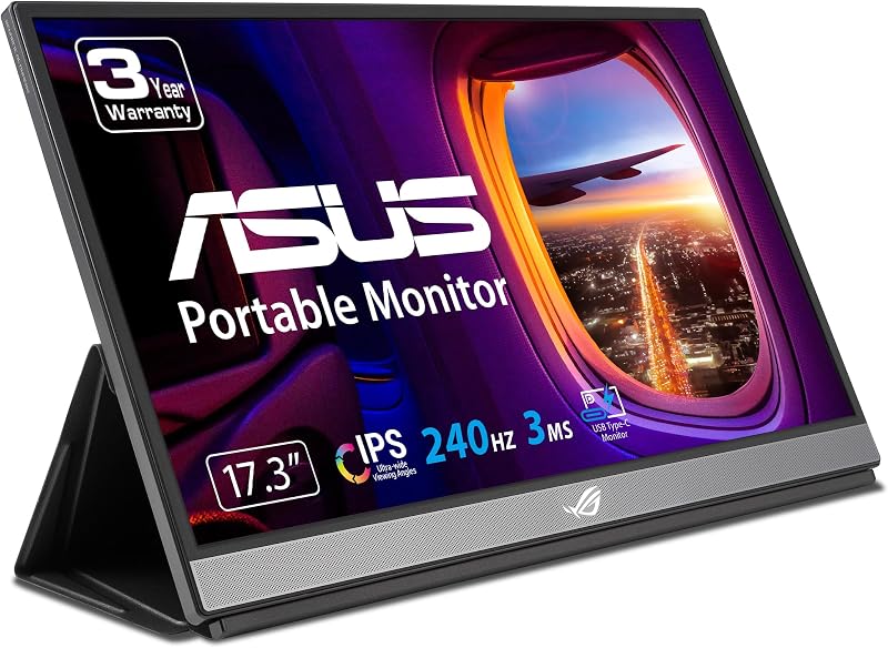 ASUS ROG Strix XG17AHPE 17.3" FHD 240Hz Portable Gaming Monitor USB-C Micro-HDMI