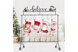 Mukum Christmas Stocking Holder Stand Hangers for Floor Metal Stocking Holder Freestanding Modern Christmas Stocking Holders with 7 Hooks Xmas Christmas Decorations