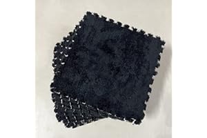 Smabee Interlocking Carpet Shaggy Soft EVA Foam Mats Fluffy Area Rugs Protective Floor Tiles Exercise Play Mat for Children Kids Room Home Parlor Bedroom (12 pcs, Black)