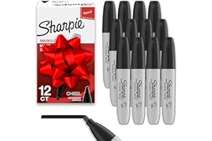 Sharpie Permanent Markers Chisel Tip Marker Set Poster Markers For Wood Plastic And More Black 12 Count