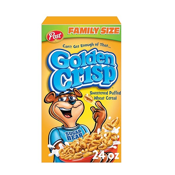 GOLDEN CRISP BREAKFAST CEREAL, SWEETENED PUFFED WHEAT CEREAL, 24 OZ BOX