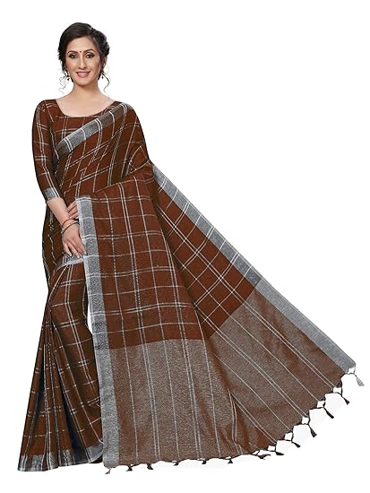 Winza Designer Womens Art Silk Saree With Blouse (LINEN SQUARE)