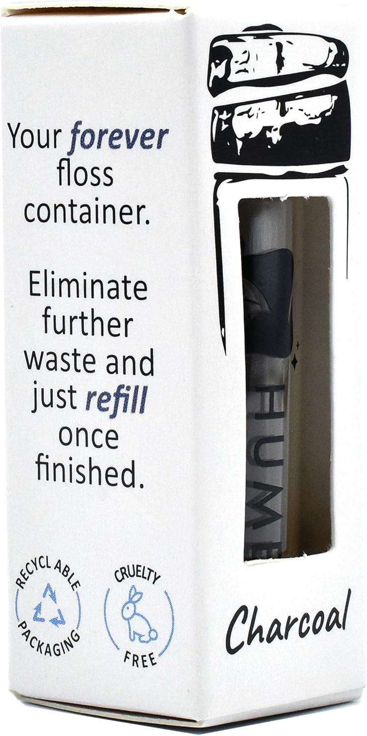 Humble Smile Charcoal Dental Floss, Recyclable Glass Container