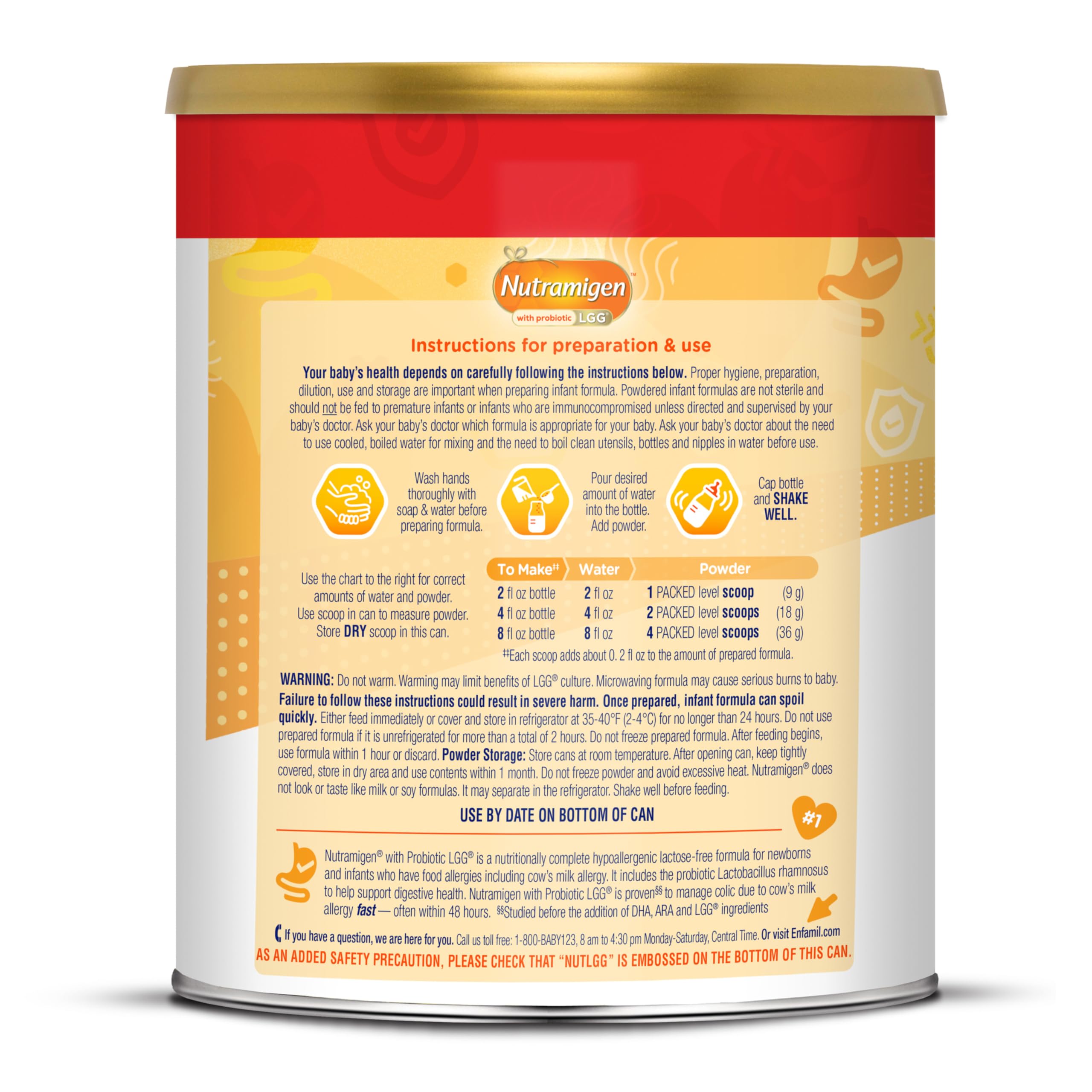 Enfamil Nutramigen Hypoallergenic Baby Formula with Iron, Lactose Free, Colic Relief from Cow's Milk Allergy Starts in 24 Hours, Brain Building DHA, Probiotic LGG for Immune Support, 27.8 Oz Can