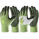 COOLJOB 2 Pairs Toddler Gardening Gloves for Boys Girls Age 2-4, Rubber Coated Small Children Kids Yard Work Gloves (Think Green XXS)