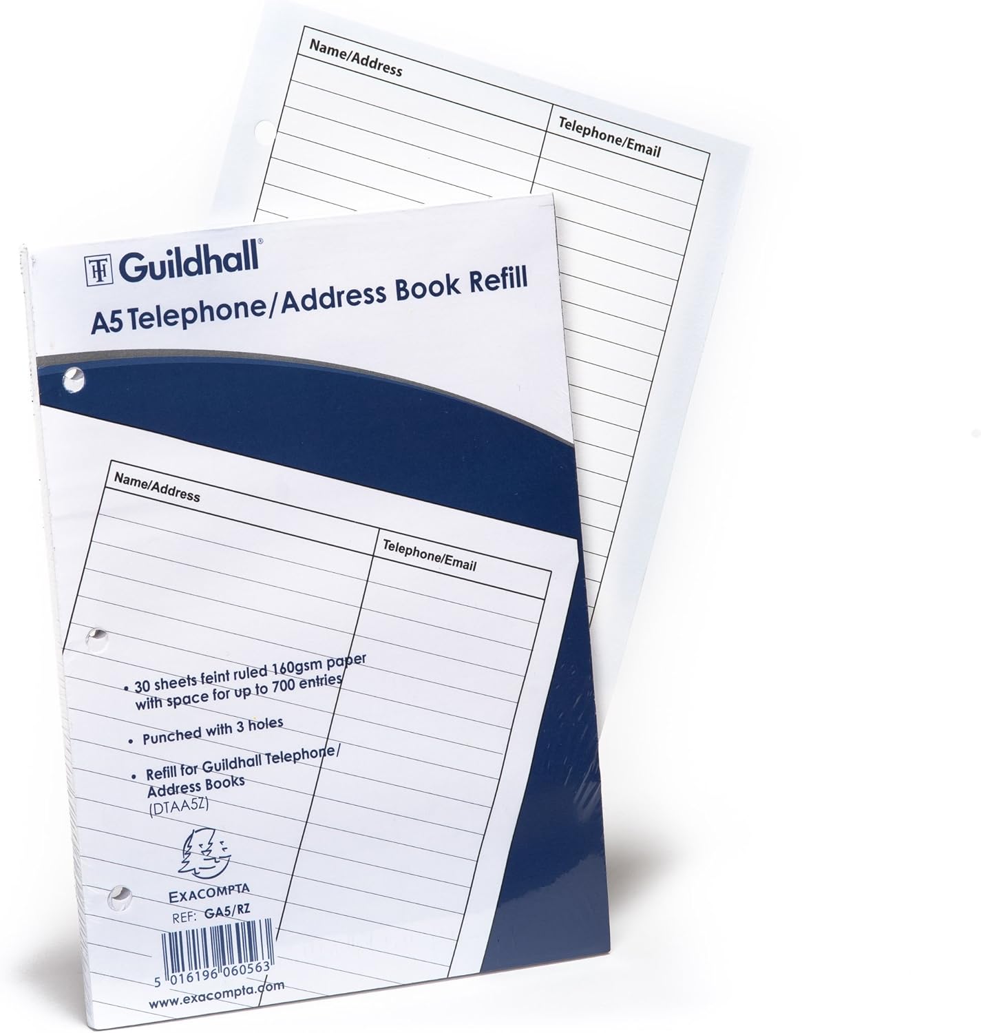 Guildhall Telephone/Address Book Refills, A5, 30 sheets