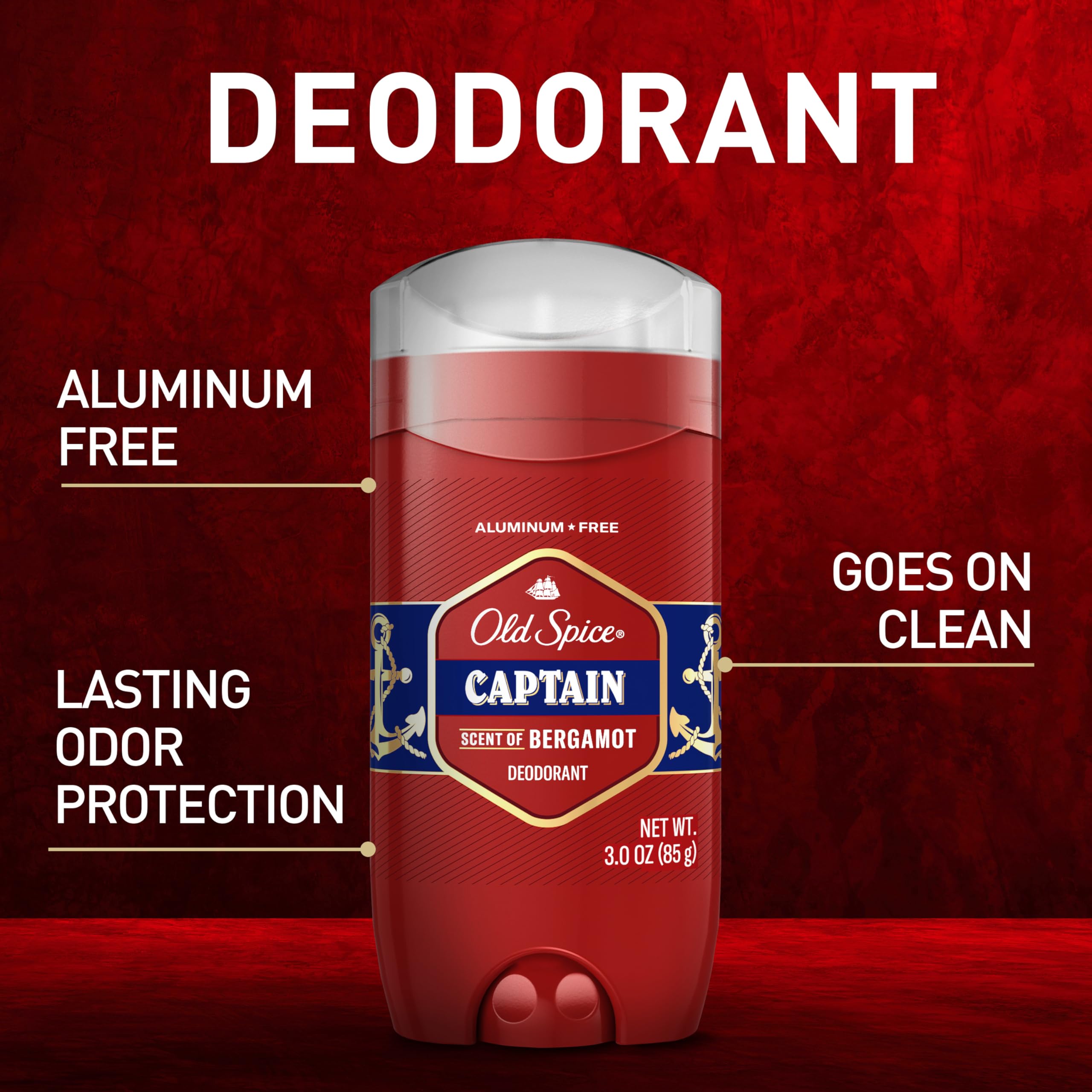 Old Spice Aluminum Free Deodorant for Men, 24/7 Odor Protection, 24/7 Freshness & Lasting Scent, Goes on Clean, 3.0 oz (Pack of 2)