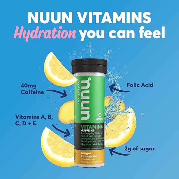 NUUN, ELECTROLYTE DRINK TABS GINGER LEMONADE BOX, 8 COUNT