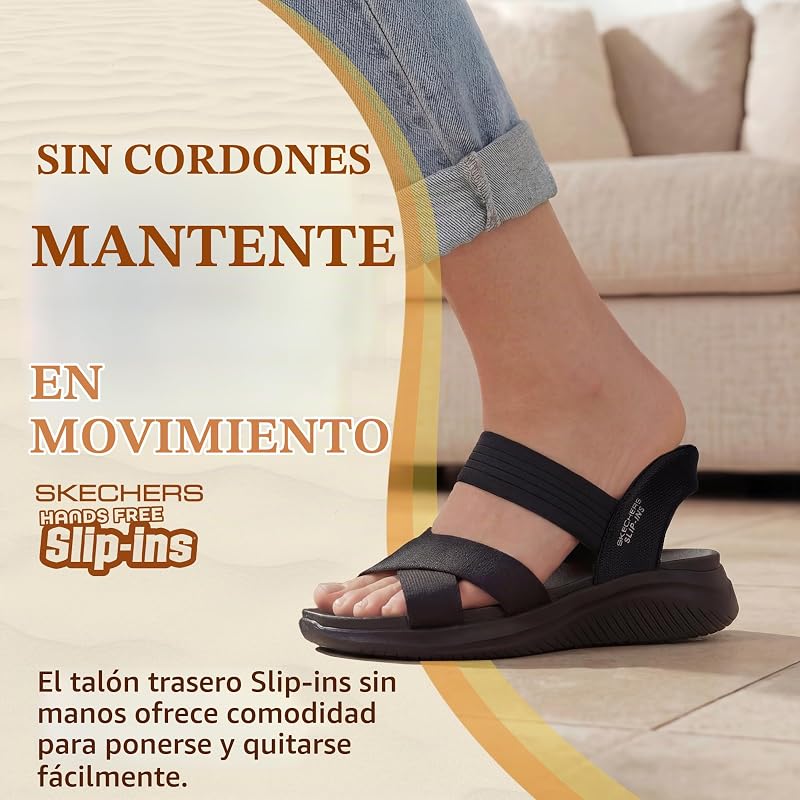 Ultra Flex 3.0-Never Netter Hands Free Slip-ins, Sandalia Mujer, Black Mesh/Gore, 38 EU