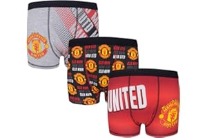Manchester United FC Official Soccer Gift 3 Pack Boys Crest Boxer Shorts