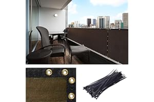 Amgo Custom Made 3' x 3' Brown Balcony Privacy Screen, Apartment Porch Railing Patio Fence Windscreen Fabric Cloth, Heavy Duty, Commercial and Residential, 90% Blockage (We Customize)