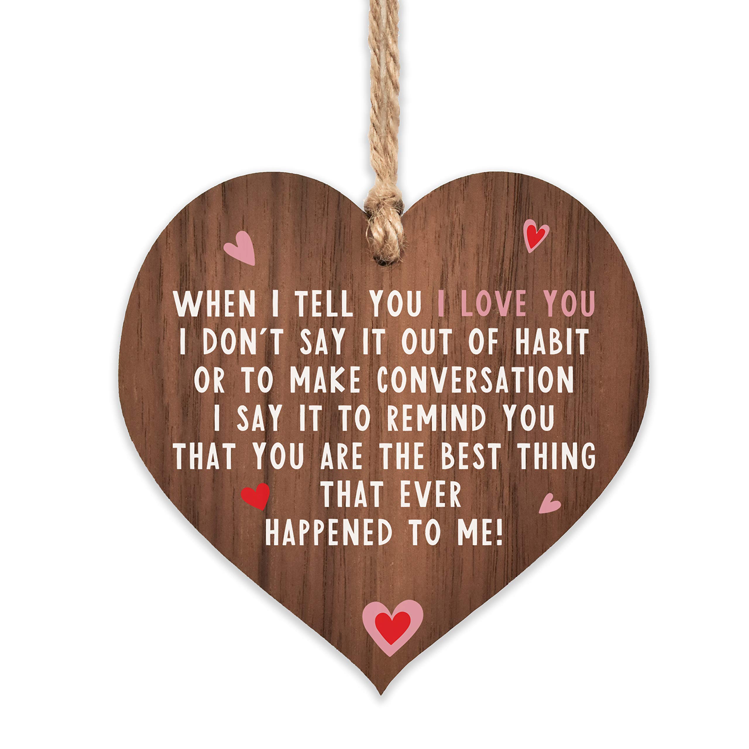 I love you plaque | gifts | heart for her | signs hanging girlfriend boyfriend women | wooden keepsake sign gift | wife anniversary mum hearts | plaques with sayings