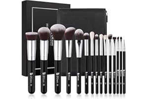 DUcare Makeup Brushes with Bag,15Pcs Christmas Makeup Brush Set Travel Kabuki Foundation Blending Blush Eyeliner Shadow Brow Concealer Brushes Kit