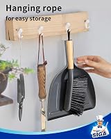 MR.SIGA Dustpan and Brush Set Bamboo Handle Grey Durable Bristles view 6