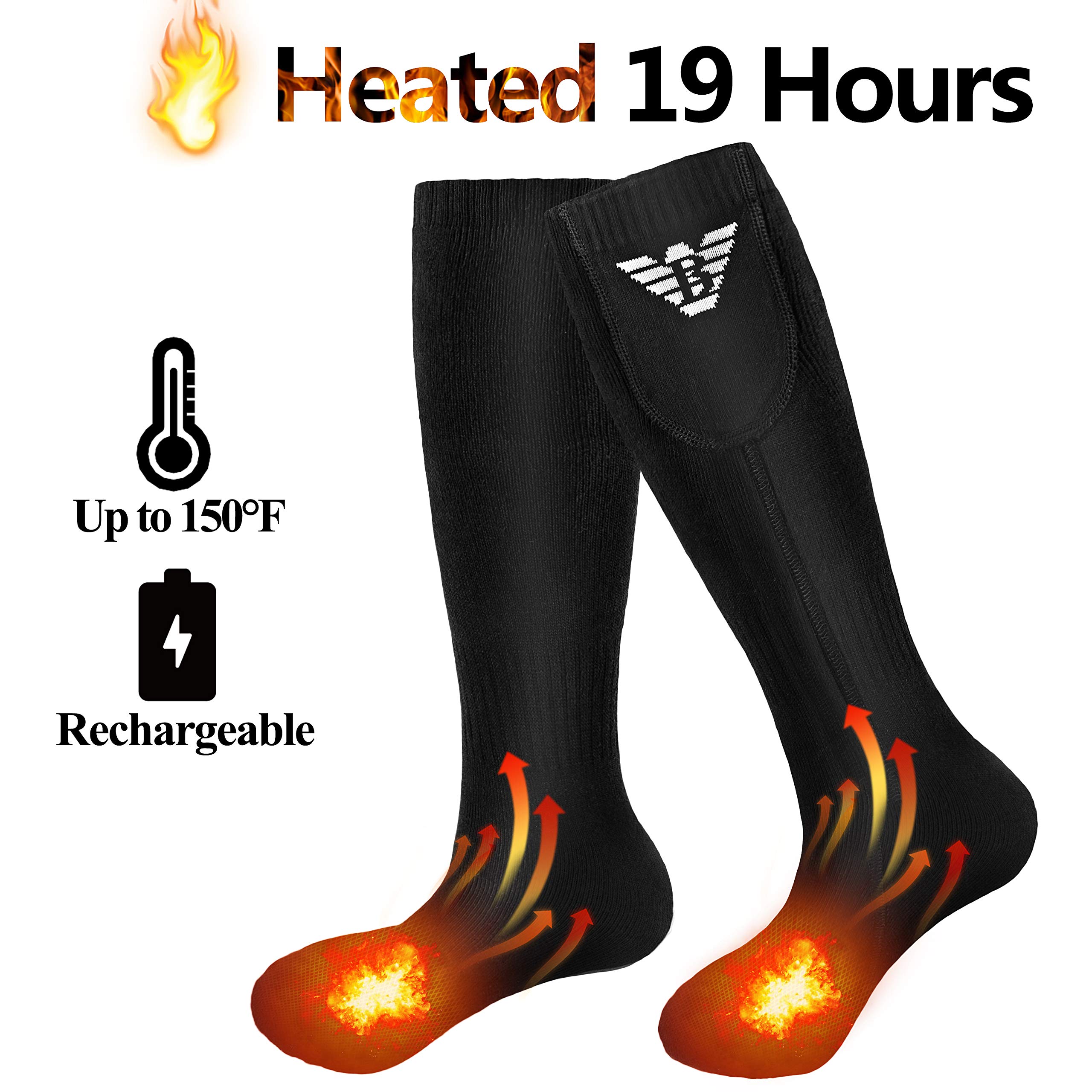 NiUB5 Heated Socks for Men & Women,Electric Heated Socks,Battery Heated Socks for Camping/Fishing/Cycling/Motorcycling/Skiing