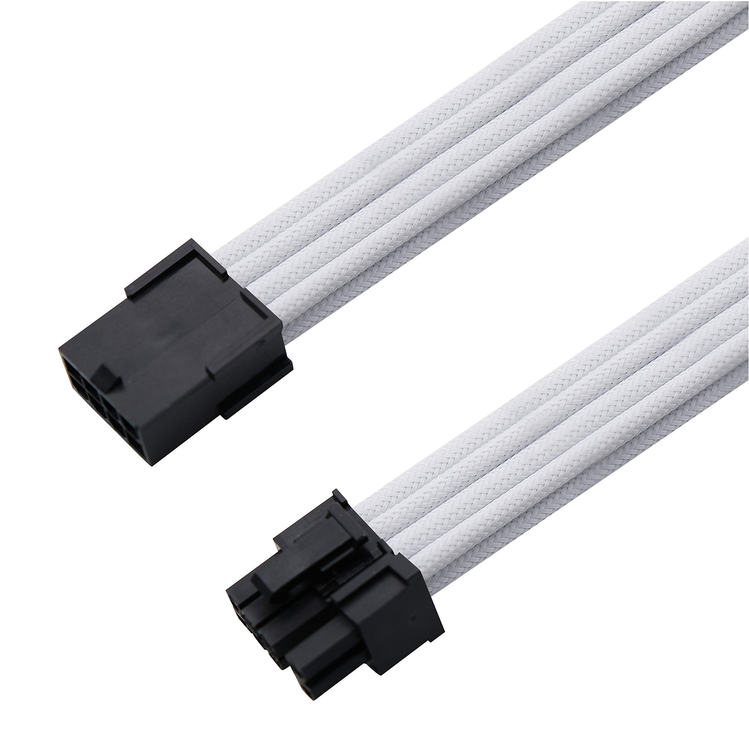 EZDIY-FAB Sleeved Cable PCIE 6+2 Pin - Cable Extension for Power Supply-White