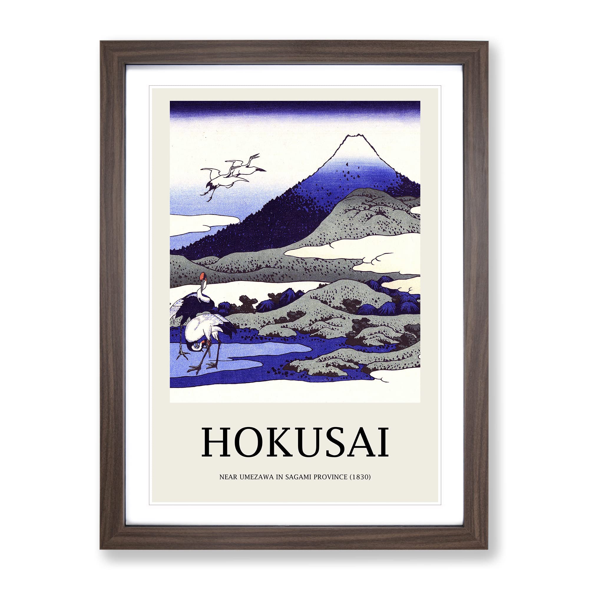 Sagami Province By Katsushika Hokusai Exhibition Museum Asian Japanese Framed Wall Art Print, Ready to Hang Picture for Living Room Bedroom Home Office Décor, Walnut A3 (34 x 46 cm)